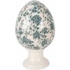 Clayre & Eef Keramické vajíčko na podstavci so zelenými kvetmi Tien French XL - Ø 17*28 cm - Clayre & Eef Clayre & Eef Keramické vajíčko na podstavci so zelenými kvetmi Tien French XL - Ø 17*28 cm - Clayre & Eef