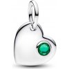 PANDORA gravírovateľná korálka Srdce so zeleným krištáľom 794295C05 PANDORA gravírovateľná korálka Srdce so zeleným krištáľom 794295C05