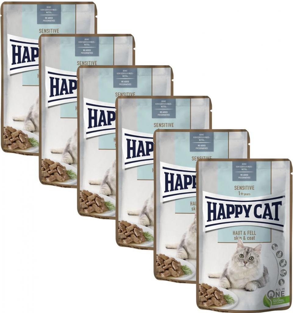 Happy Cat Meat In Sauce Sensitive Haut & Fell 6 x 85 g
