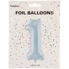 PartyDeco Fóliový balón Číslo 1 svetlomodrý 86cm PartyDeco Fóliový balón Číslo 1 svetlomodrý 86cm