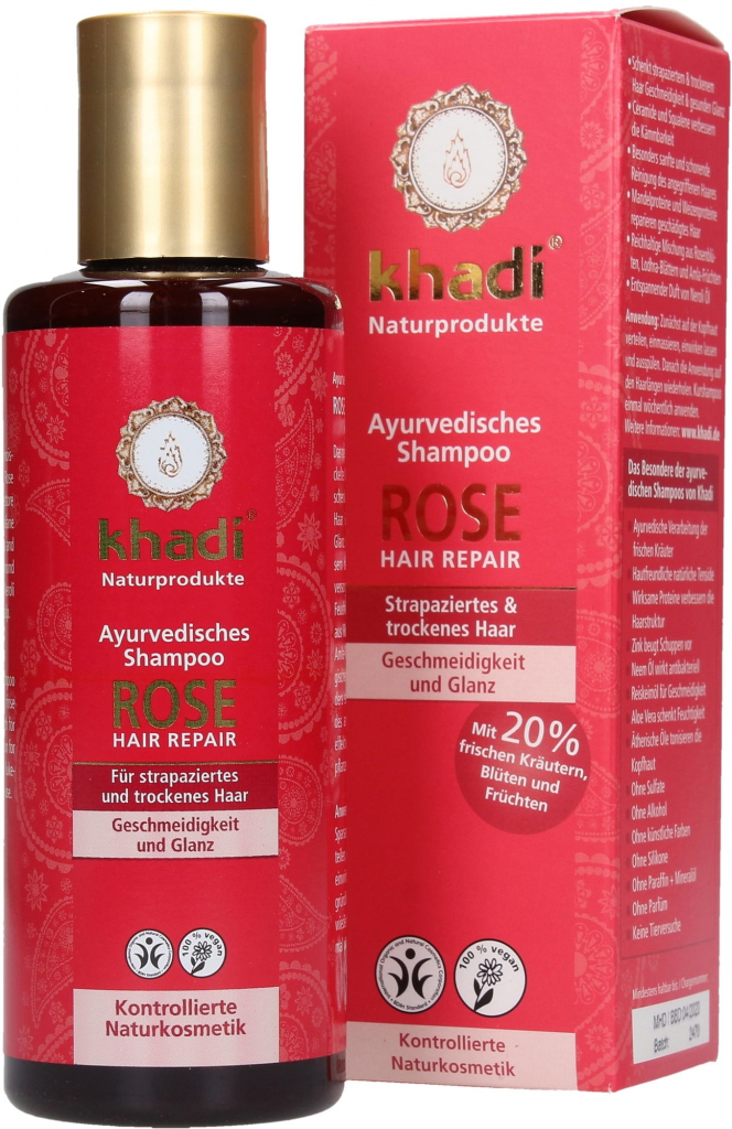 Khadi reparačný šampón pre poškodené vlasy Ruže 210 ml