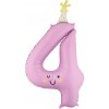 PartyDeco Fóliový balón narodeninové číslo 4 Fialový s klobúčikom 86 cm