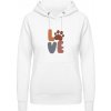 AWDis Hoodie Mikina - Nápis LOVE s labkou - Arktická biela - M - Dámske AWDis Hoodie Mikina - Nápis LOVE s labkou - Arktická biela - M - Dámske