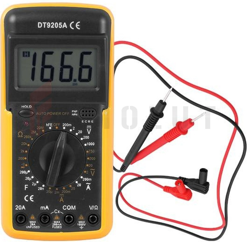 Ihlový digitálny multimeter DT-9205A.