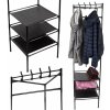Kovový rohový stojanový vešiak na oblečenie s policami 174cm (Úsporné riešenie pre poriadok v predsieni, šatníku aj spálni) Kovový rohový stojanový vešiak na oblečenie s policami 174cm (Úsporné riešenie pre poriadok v predsieni, šatníku aj spálni)