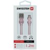 Swissten 71521205 USB / USB-C TEXTILE, 1,2m, růžový Swissten 71521205 USB / USB-C TEXTILE, 1,2m, růžový