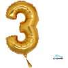 Grabo Nafukovací balónik číslo 3 zlatý 102cm extra veľký Grabo Nafukovací balónik číslo 3 zlatý 102cm extra veľký