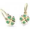 Cutie Jewellery Slušivé detské náušnice zo žltého zlata C2245-10-X-1 zelená Cutie Jewellery Slušivé detské náušnice zo žltého zlata C2245-10-X-1 zelená