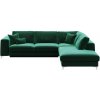 Devichy zamatová rozkladacia rohová pohovka Rothe pravý roh tmavo zelená