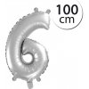 FUN RAG 6Silver-211750 Mini fóliový balón číslo 6 strieborný 100 cm, 1 ks FUN RAG 6Silver-211750 Mini fóliový balón číslo 6 strieborný 100 cm, 1 ks