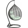 Textilomanie Čierne závesné kreslo KOKON so stojanom, svetlozelený vankúš so vzorom Textilomanie Čierne závesné kreslo KOKON so stojanom, svetlozelený vankúš so vzorom