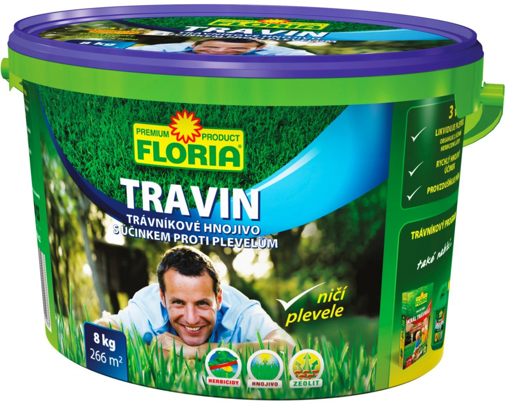Floria TRAVIN Trávnikové hnojivo s účinkom proti burinám 3v1 8 kg