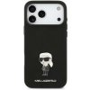 Karl Lagerfeld Liquid Silicone Metal Ikonik zadný kryt pre iPhone 17 Pro Max Black