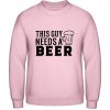 AWDis Mikina - Nápis - Tento chlap potrebuje Pivo - Bábätkovská ružová - XS - Pánske AWDis Mikina - Nápis - Tento chlap potrebuje Pivo - Bábätkovská ružová - XS - Pánske
