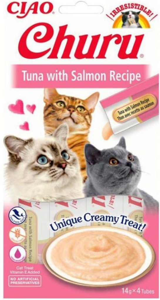 INABA Cat Churu Pyré tuniak s lososom 4 x 14 g