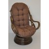 Nábytek PEGAS Ratanové houpací křeslo Swivel hnědé polstr hnědý melír Nábytek PEGAS Ratanové houpací křeslo Swivel hnědé polstr hnědý melír