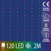 Vianočná mikro led svetelná záclona vonkajšia SMART programátor 120led 2x2 m RGB