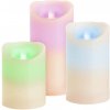 MagicHome Sviečky sada 3 ks LED 3xAAA pravý vosk jednoduché svietenie časovač pohyblivý plameň 75 mm 100-125-150 mm