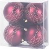 Gule MagicHome Vianoce, 4 ks, bordové, matné, s dekoráciou, na vianočný stromček, 10 cm Gule MagicHome Vianoce, 4 ks, bordové, matné, s dekoráciou, na vianočný stromček, 10 cm