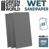 Green Stuff World WET SandPaper 180x90 mm WET 2000 grit PACK x3 / Mokrý 2000 3 ks
