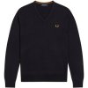 Fred Perry Svetre Fp Classic V Neck Jumper Modrá Fred Perry Svetre Fp Classic V Neck Jumper Modrá