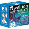 Wellion SAFETYLANCETS 23G bezpečnostná lanceta 2,2 mm sterilná, jednorazová 100ks