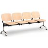 Drevená lavica ISO II, 4-sedadlo, chróm nohy