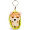 Prívesok na kľúče NICI spící Pejsek Welsh Corgi 12 cm, světle zelený košík, GREEN