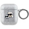 Puzdro Karl Lagerfeld PU Embossed Choupette Heads pre AirPods 1/2, strieborná Puzdro Karl Lagerfeld PU Embossed Choupette Heads pre AirPods 1/2, strieborná