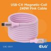 Club3D CAC-3031 magnetický USB-C 240W PD3.1 2m růžový