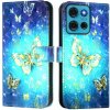 Peňaženkové 3D puzdro na Moto G75 - Zlatý Motýľ Peňaženkové 3D puzdro na Moto G75 - Zlatý Motýľ