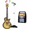 JOKO Detská Elektrická Gitara s Kombom so Svetlom mikrofón na stojane imitácia dreva hnedá