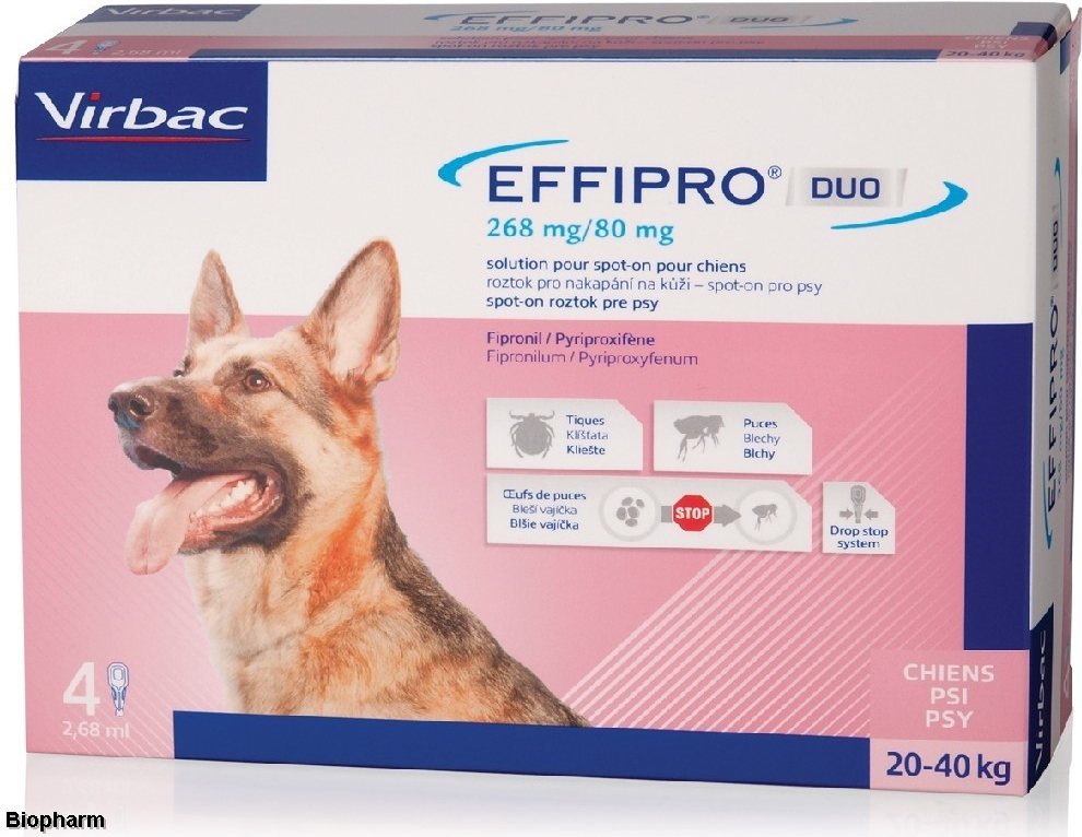 Virbac Effipro spot-on Dog 268 mg L 20-40 kg 4 x 2,68 ml
