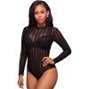 Dámské Body Black Striped Mesh Bodysuit Dámské Body Black Striped Mesh Bodysuit