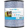 Lanko na elektrický ohradník, priemer 2,5 mm, bielo-modré, dĺžka 800 m Lanko na elektrický ohradník, priemer 2,5 mm, bielo-modré, dĺžka 800 m