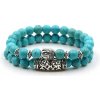 B-TOP Sada náramků z kamenných korálok BUDDHA - modrá/strieborná B-TOP Sada náramků z kamenných korálok BUDDHA - modrá/strieborná