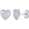 Silvego Strieborné náušnice srdce kôstky s ružovým opálom LPS0857P Silvego Strieborné náušnice srdce kôstky s ružovým opálom LPS0857P