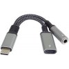 PremiumCord Redukce USB-C /3,5mm jack s DAC chipem + USB-C pro nabíjení 13cm PremiumCord Redukce USB-C /3,5mm jack s DAC chipem + USB-C pro nabíjení 13cm