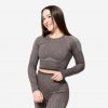 DOMYOS Dámsky fitness crop top s dlhými rukávmi hnedý XS DOMYOS Dámsky fitness crop top s dlhými rukávmi hnedý XS