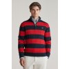 Gant Striped Cotton Cable Half Zip Ruby Red