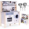 EcoToys Drevená detská kuchynka zvuky LED rúra práčka kuchynské doplnky EcoToys Drevená detská kuchynka zvuky LED rúra práčka kuchynské doplnky
