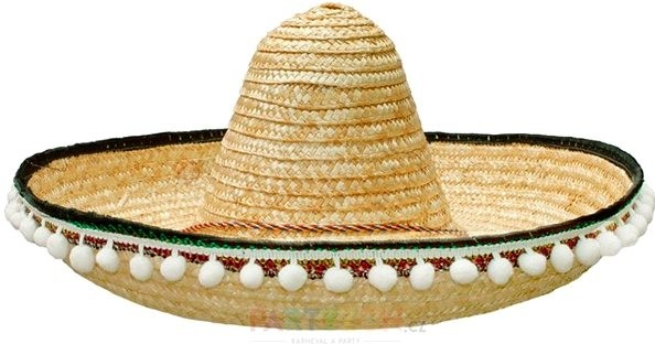 Slamený klobúk sombrero s brmbolcami – Mexiko 50 cm 8434077136