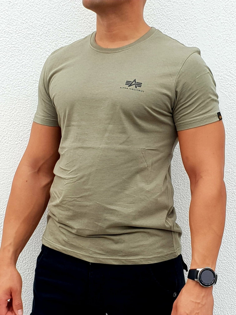 Alpha Industries Basic T Small logo olive tričko pánske zelené