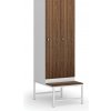 Šatníková skrinka S1 s lavičkou, 2 oddiely, 1875 x 600 x 500/800 mm, demont, otočný zámok, laminované dvere, orech Šatníková skrinka S1 s lavičkou, 2 oddiely, 1875 x 600 x 500/800 mm, demont, otočný zámok, laminované dvere, orech