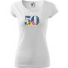 Kvetinové číslo kreslené - 50 - Dámske tričko Pure - 3XL ( Biela ) Kvetinové číslo kreslené - 50 - Dámske tričko Pure - 3XL ( Biela )