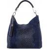 Talianske XL shopper ka kožená kabelka na plece a do ruky Talianska Alessa tmavá modrá