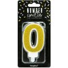 PartyDeco Sviečka číslo 0 - zlatá PartyDeco Sviečka číslo 0 - zlatá