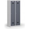 Kovová šatníková skrinka S1 s medzistenou, 2 oddiely, 1850 x 800 x 500 mm, cylindrický zámok, tmavosivé dvere Kovová šatníková skrinka S1 s medzistenou, 2 oddiely, 1850 x 800 x 500 mm, cylindrický zámok, tmavosivé dvere