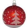 Vianočná ozdoba sklenená guľa so stromami červená, 8 cm Vianočná ozdoba sklenená guľa so stromami červená, 8 cm