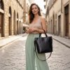 Paolo Peruzzi Dámska kožená kabelka cez rameno, klasický shopper | čierna Z-59-BL Paolo Peruzzi Dámska kožená kabelka cez rameno, klasický shopper | čierna Z-59-BL